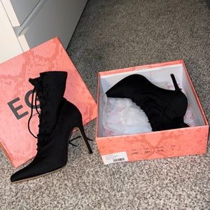 Black Knit Heeled Boots (Ego Official)